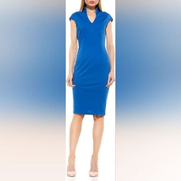 Alexia Admor Dresses & Skirts - NWT Alexia Admor Cobalt‎ Blue V-Neckline Cap Sleeve Midi Dress Size Large